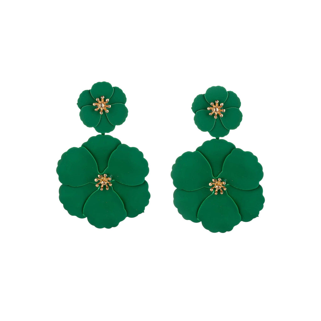 Eye Candy Los Angeles - Kelly Green Floral Earrings by Eye Candy Los Angeles