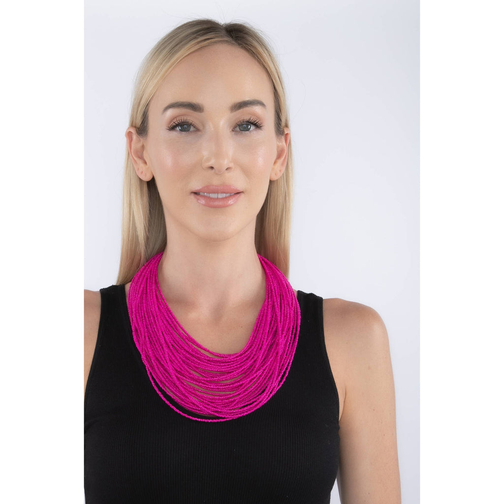 Eye Candy Los Angeles - Sparkly Pink Seed Bead Necklace by Eye Candy Los Angeles