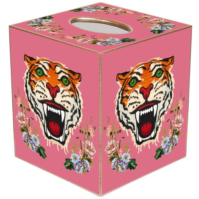 Marye-Kelley - Pink Tiger Tissue Box Cover: Paper Mache by Marye-Kelley