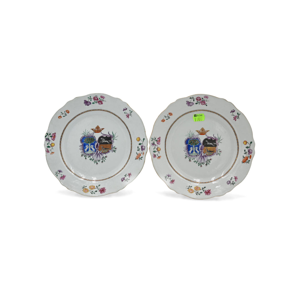 Pair of Dutch Market Armorial Plates, Bearing the Arms of Nauta Beucken and Swalue Accollé, c. 1765 by Room Tonic