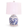 21" Blue & White Scrolling Peonies Ginger Jar Lamp by Avala