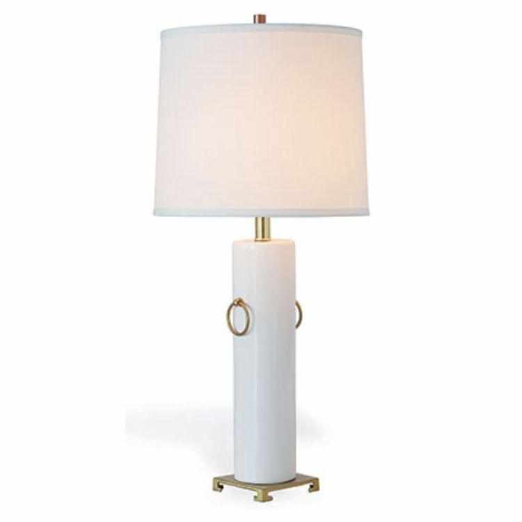 Hollywood Regency Styled Porcelain Lamp in Cream 32"H by Port 68