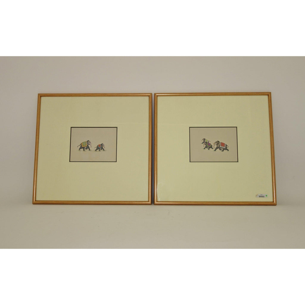 Pair of Framed Giclees of Indian Elephants by Dessau Home