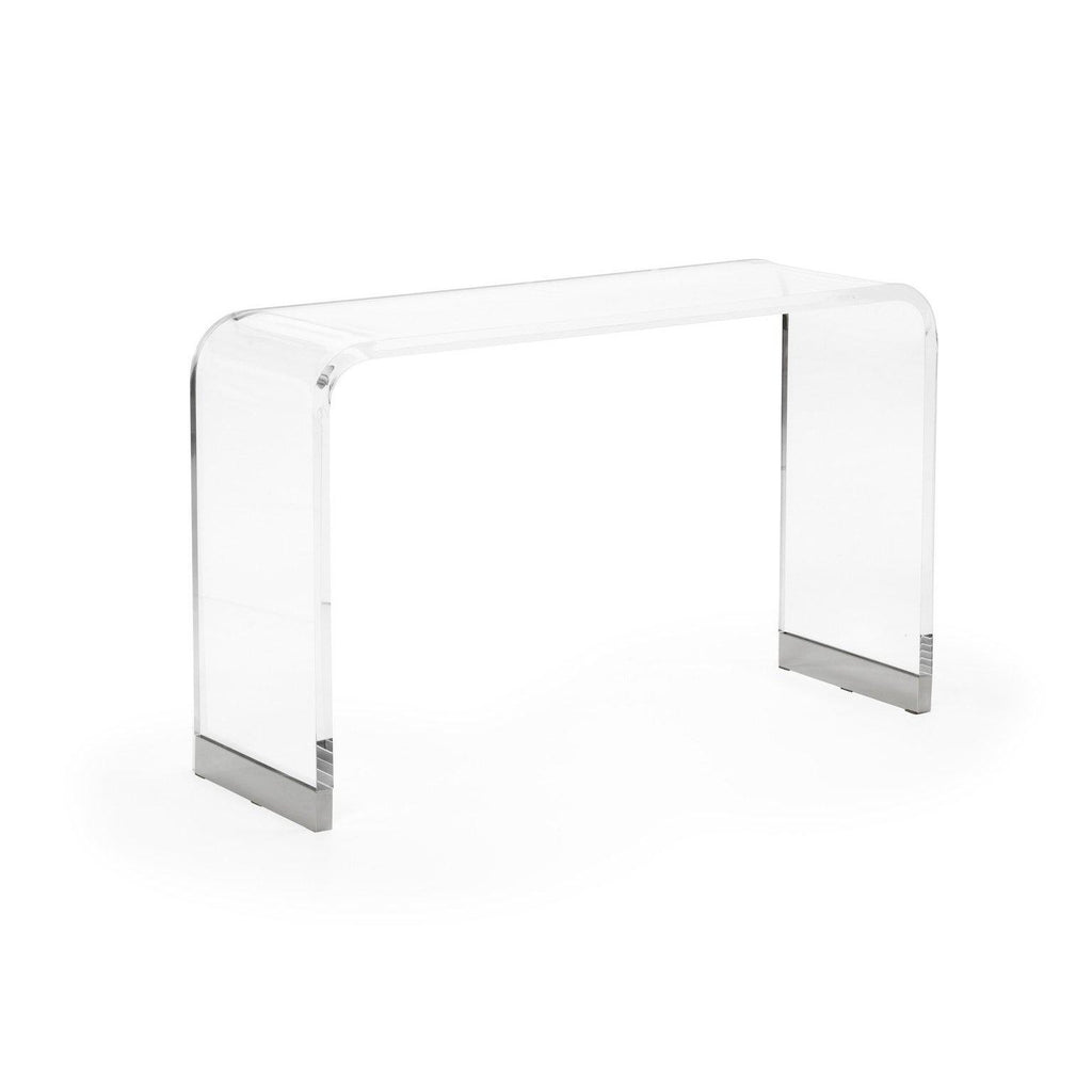 Waterfall 45" Console Table in Acrylic with Nickel Base by Chelsea House